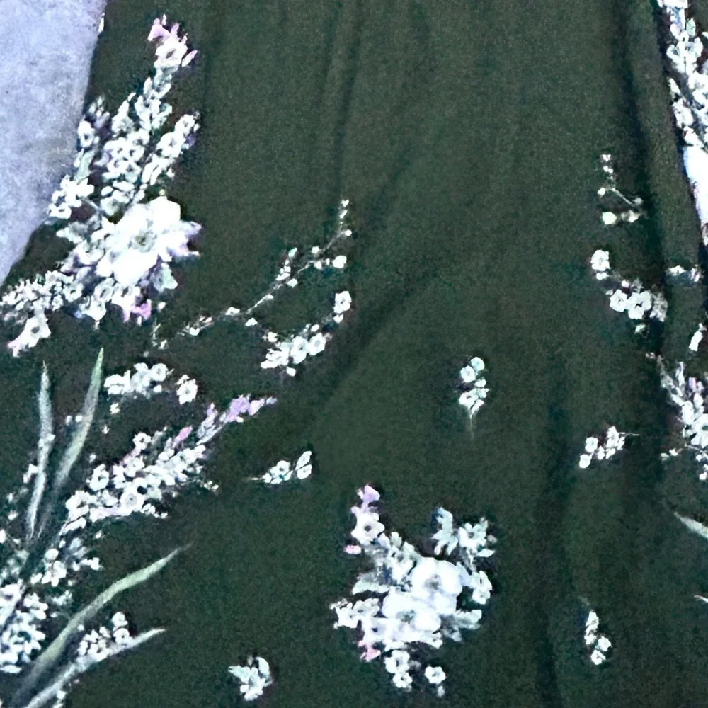Massimo Dutti womens Sz 4 Green
Floral midi Dress V-Neck lined side zip
pullover - Picture 7 of 8